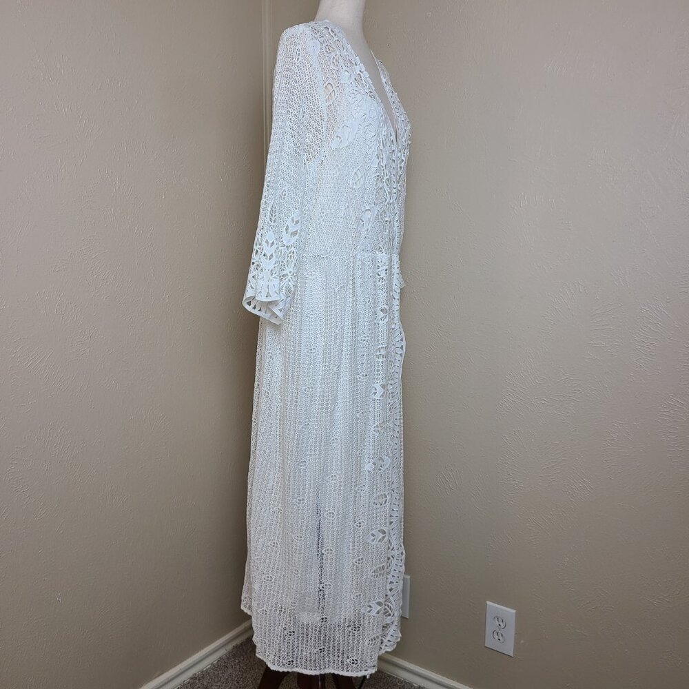 NWOT Soft Surroundings Long Sleeves White Lace Crochet Maxi Dress Size XL A561 - Picture 3 of 16